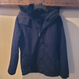 Hollister men's black hooded faux fur lined coat size small